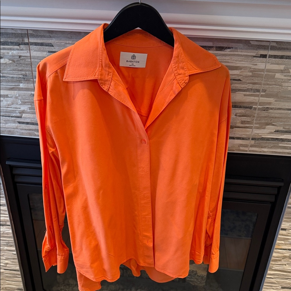 Oversized Babaton  Bright Orange Button-Down Shirt